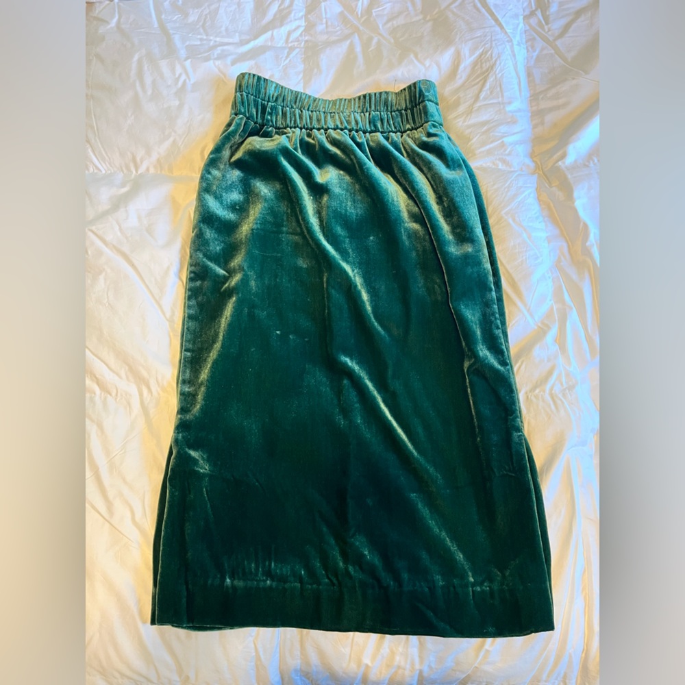 J. Crew Emerald Velvet Pencil Skirt